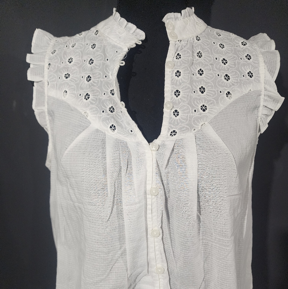 White Eyelet Lace Women's Top